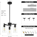 3 Light Modern Dining Chandeliers Over Table，Black Light Fixture for Dining Room，Farmhouse Chandelier with Glass Shade，Industrial Pendant Lighting for Kitchen Island，Foyer,Hallway, Bedroom by CozyNest Decor