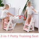 Potty Training Seat: 2 in 1 Design Potty Seat for Toilet & Nursery Step Stool for Sink Potty Training Toilet with Height Adjustable Ladder for Kids of All Ages (Light Pink) by TinyTreasures Baby Boutique