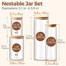 ComSaf Glass Food Storage Jars Set of 6, Clear Glass Storage Containers with Lids, Canisters Sets for the kitchen, Spaghetti, Pasta, Flour, Nuts, Oat, Coffee and Sugar Container, Pantry Organization by CozyNest Decor