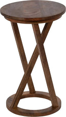 Kate and Laurel Aja Modern Side Table; 15 x 15 x 23; Walnut Brown; Decorative Modern Geometric Wood Bedroom Nightstand Table with Round Tabletop and Unique Slanted Legs by CozyNest Decor