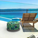 LVTXIII Inflatable Stool Ottoman Footrest with Handle, All Weather Foot Rest, Indoor or Outdoor Use for Home Patio Garden and Camping, D21 x H9, Hanalei Lagoon by CozyNest Decor