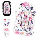 Pea Pod Infant Car Seat Insert with 3 Strap Covers, 3 in 1 Reversible Floral Baby Car Seat Head Support for Newborn, 3D Soft Minky Carseat Cushion for Preemie to Infant, Stroller, Swing, Bouncer by TinyTreasures Baby Boutique