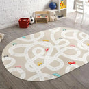 STARUIA Large Kids Rug for Playroom, 4'x6' Washable Road Rug for Nursery, Non-Slip Car Rugs for Boys Room, Tan Traffic Classroom Rugs Soft Baby Play Mat for Dorm Toy Room Tent by CozyNest Decor