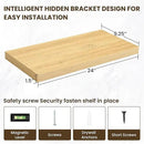 24 Inch Floating Shelves, 3D Textured Wood Grain, 24"x9.25"x1.5" Inch Deep Floating Shelves for Wall, Wooden Shelves for Bathroom, Bedroom, Living Room, Natural by CozyNest Decor