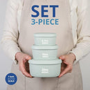 BLUE GINKGO Nesting Silicone Containers - Set of 3 Hard-Shell Silicone Food Storage Containers | BPA Free, Airtight, Dishwasher and Freezer Safe (6.7oz, 10oz, 20oz) - Green by TinyTreasures Baby Boutique