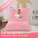 COMAX 3-in-1 Bean Bag Chair for Kids, Toddler Beanbag Bed, Convertible Child Floor Lounger, Floor Mattress with Filler for Girl Boy Sleeping Reading, Pink by TinyTreasures Baby Boutique