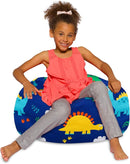 Posh Creations Bean Bag Chair for Kids, Teens, and Adults Includes Removable and Machine Washable Cover, Canvas Dinos on Blue, 27in - Medium by TinyTreasures Baby Boutique