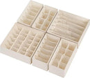 6 Pack Sock Underwear Drawer Organizer Dividers, 58 Cell Foldable Fabric Dresser Closet Organizers and Storage Bins for Clothing, Baby Clothes, Bra, Panty, Scarf, Ties (Beige) by CozyNest Decor