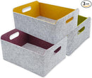 Welaxy Storage Baskets Collapsible Felt Storage bin Foldable Shelf Drawers Organizers for Kids Pet Toys magazine Books Clothes Closet Cabinet decluttering (Curry +Moss green + Wild berry) by TinyTreasures Baby Boutique