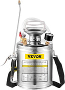 Happybuy 1 Gallon Stainless Steel Pump Sprayer, 12" Wand & 3FT Reinforced Hose, Pressure Gauge, Safety Valve & Adjustable Nozzle, Garden Weed Sprayer for Lawn, Gardening, Sanitizing by GreenHaven Gardens
