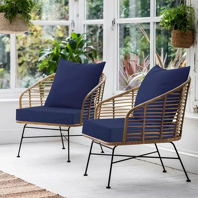 Favoyard Outdoor Seat Cushion Set 19 x 19 Inch Waterproof & Fade Resistant Patio Furniture Cushions with Removable Cover Deep Seat & Back Cushion with Handle and Adjustable Straps for Chair Sofa Couch, photo 6 of 6