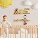 Fun Memories Nursery Book Shelves, 24Inch Floating Shelf for Wall, Wall Bookshelf for Kids Solid Wood Wall Mounted Shelves for Books,Toys and Decor Storage, Set of 2 by TinyTreasures Baby Boutique