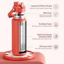 Insulated Water Bottle with Straw Stainless Steel Water Bottle, Leak-Proof, BPA-Free, Double Wall Vacuum Keeps Cold for 24 Hours for Sports, Travel, School (32 oz, Tawny Orange) by CozyNest Decor