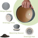 12 Inch Plant Pot, Ceramic Planter Pot with Drainage Hole and Saucer Round Large Flower Pot for Indoor Plants, Light Gray by GreenHaven Gardens