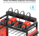CCCEI Garage Power Tools Organizer Cart with Charging Station, Red Floor Standing Rolling Drill and Tools Battery Storage Cart on Wheels. Utility Rack Gift for Men, Husband, Father. by GreenHaven Gardens
