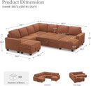 Belffin Oversized Sofa Bed Modular Sectional Sleeper Sofa with Pull Out Bed L Shaped Couch with Storage Chaise Brick Red Couch by CozyNest Decor