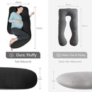 MOON PARK Pregnancy Pillows for Sleeping - U Shaped Full Body Maternity Pillow with Removable Cover - Support for Back, Legs, Belly, HIPS - 57 Inch - Black - Cooling Cover by TinyTreasures Baby Boutique