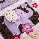 Brandream Crib Bedding Set 3 Pieces Purple Baby Girls Cotton Patchwork Flowers Elephant Owl Nursery with Ruffle Design, Princess Lovely Cute Breathable Healthy by TinyTreasures Baby Boutique