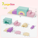 Soft Foam Climbing Blocks Set – Large 5-in-1 Soft Play Toys Crawling & Sliding Climbing Arch for Toddlers, Foam Playset for Nursery,Preschool,Pink by TinyTreasures Baby Boutique