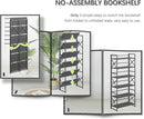 4NM 6 Tiers No Assembly Book Shelves, 61.8" H Folding Bookshelf Bookcase Open Industrial Foldable Shelves for Bedroom, Living Room, Home Office - All Black by CozyNest Decor