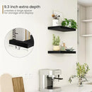 Fun Memories Deep Floating Shelves - 16" W x 9" D x 1.6" H Rustic Black Wall Shelf - Wall Mounted Shelves for Storage - Wooden Shelves with Invisible Brackets for Living Room, Farmhouse - Set of 2 by CozyNest Decor