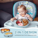 Nuogo 1 Pcs Stainless Steel Baby Suction Plates with Removable Silicone Shell 2-in-1 Metal Toddler Bowl Divided for Picky Eaters Kids Feeding Led Weaning Supplies, Dishwasher Safe (Light Blue) by TinyTreasures Baby Boutique