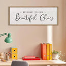 comurdyo Welcome To Our Beautiful Chaos Wall Decor Art 40"X15" for Home Entryway Sign Large Wood Framed Wall Hanging (Wood) by CozyNest Decor