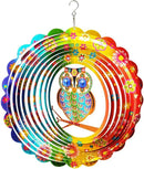 FONMY Wind Spinner Mandala Owl 12 inch 3D Stainless Steel Laser Cut Metal Art Geometric Pattern Hanging Wind Spinner, Kinetic Yard Art Decorations - Indoor/Outdoor Décor by GreenHaven Gardens