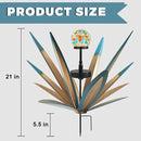 Enlarge Metal Plants Tequila Rustic Sculpture, Outdoor Patio Yard, Home Decor Hand Painted Agave Garden Statue, Outdoor Lawn Ornaments Yard Stakes for Mom Gift (1 Solar Blue) by GreenHaven Gardens
