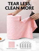 Fantasticlean Microfiber Cleaning Cloth Roll -90 Pack, Tear Away Microfiber Towels, 12" x 12", Reusable, Washable, Scratch Free, Ultra Absorbent Dish Rags for Car, Home, Garage or Shop (Pink) by CozyNest Decor