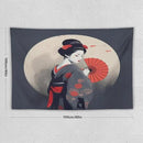 Japanese Woman Geisha Tapestry Asian Red Cherry Blossom Red Sun Traditional Kimono Folk Tapestries Home Decor for Living Room Bedroom Apartment Farmhouse Dorm 60"x40" by CozyNest Decor