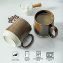Hasense Coffee Cups Set of 6, 15 oz Stoneware Coffee Mugs with Big Handles, Modern Tea Cup for Indoor and Outdoor for Cocoa, Milk, Tea, Hot Chocolate, Soup, Valentine's Day Gifts, Brown by CozyNest Decor