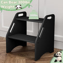 AMBIRD Wooden Step Stool, 15.75'' H Potty Training Toddler 300 lbs Capacity with Safety Non-Slip Pads and Handles, Step Stools for Kids, Bamboo 2-Step Stool for Bathroom, High Beds (Black) by TinyTreasures Baby Boutique