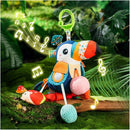 Jollybaby Musical Activity Pull String Hanging Toy for Baby Stroller Car Seat Crib Play Gym, Plush Stuffed Toucan Toy for Carseat with Music Teether Rattles, Sensory Toy for Baby Gift by TinyTreasures Baby Boutique