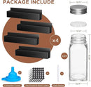 4 Pack Magnetic Spice Rack with 24 Spice Jars, Spice Labels, Chalk Marker and Funnel Set, Magnetic Spice Organizer Shelf for Refrigerator, Microwave, Seasoning Organizer for Kitchen by CozyNest Decor