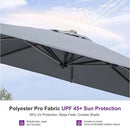 PURPLE LEAF 8 Feet Square Cantilever Umbrella Patio Umbrella with Base Outdoor Umbrella Aluminum Offset with 360-degree Rotation for Garden Deck Pool Patio Light Grey by GreenHaven Gardens