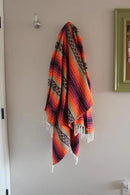 Del Mex Classic Mexican Blanket, Large Authentic Woven Falsa Throw (70"x50"), Artisan Southwest Décor for Beach, Yoga, Outdoors (Pink/Orange) by CozyNest Decor