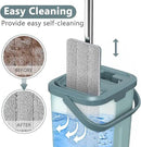 Aifacay Mop and Bucket with Wringer Set, Flat Wall Mop and Bucket Set with 4 Reusable Microfiber Pads, Hand Wash Free Floor Cleaning System Wet and Dry Use for Hardwood Tile Window Corner Baseboard by CozyNest Decor