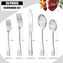 20 Pcs Silverware Set for 4 with Classical Flower Embossed Design, Food Grade Stainless Steel Flatware Set, Eating Utensils Sets Include Fork/Knife/Spoon, Reusable Cutlery Set, Dishwasher Safe by CozyNest Decor