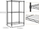 3 Tiers Shelf Metal Storage Shelves Wire Rack Closet Organizers with Wheel for Garage Kitchen Bathroom Laundry Black 11.8" D x 17.7" W x 28.8" H by CozyNest Decor
