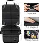 Car Seat Protector for Child Carseat, 1 Pack Protect Car Seat Cover for Baby with Thickest Padding and Non-Slip Padded Backing Mesh Pockets Kids Pets Car Back Seat Protectors(Black) by TinyTreasures Baby Boutique