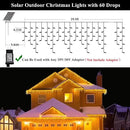 Solar Christmas Lights Outdoor Waterproof Christmas Decorations Curtain Lights 320LED 29.5ft 60 Drops, Solar Powered Rechargeable Fairy Lights for Party, Wedding, Home Decorations(WarmWhite) by GreenHaven Gardens