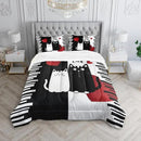 Kawaii Pet Cat Themed Comforter 3Pcs Queen Lover's Kitten Animal Bedding Set for Cat Lover Kid Teen Girl Boy Black White Cat Heart Pattern Quilt Bed Decor with 1 Comforter and 2 Pillowcases by CozyNest Decor