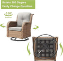 Outdoor Wicker Patio Furniture Set - 5 Piece Rattan Patio Conversation Set with 2 Rocking Swivel Chairs,2 Ottomans and 1 Sofa for Porch Deck Backyard Garden(Yellow/Beige) by GreenHaven Gardens