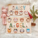 Personalized Name Puzzle for Kids, Personalized Baby Gifts Custom Name Puzzles for Toddlers 1-3 Animal Puzzle, Customized 1st Birthday for Girls & Boys Wooden Puzzle Montessor Toys for Kids by TinyTreasures Baby Boutique
