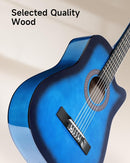 Moukey 38" Acoustic Guitar for Beginners Kids Youth Adult Cutaway Guitarra Acustica Kit with Chord Poster, Gig Bag, Tuner, Picks, Nylon Strings, Capo, Strap - Blue by TinyTreasures Baby Boutique