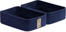 Large Shallow Organizing Baskets 15x11x5.1 Inches - Rope Woven Storage Bins for Bathroom, Shelves, Cube Closet, Navy Blue 2 Packs by CozyNest Decor