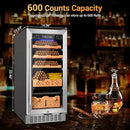 Electric Cigar Humidor, 15 Inch Upgraded Large Capacity Humidor Cabinet with Powerful Compressor, Digital LED Screen, Safety Lock, Smart Humidity & Temp Control, Gifts for Men by CozyNest Decor
