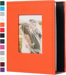 RECUTMS Mini Photo Album 4x6 52 Pockets, Leather Cover with Front Window Album Hold 52 Vertical Photos for Family Wedding Baby Children (Orange) by TinyTreasures Baby Boutique