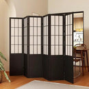 Room Divider, 66.9Inch Tall Japanese Shoji Style Folding Wood Screen with Double Hinges for Home Office Bedroom Hotel Decoration (6Panels, Black) by CozyNest Decor
